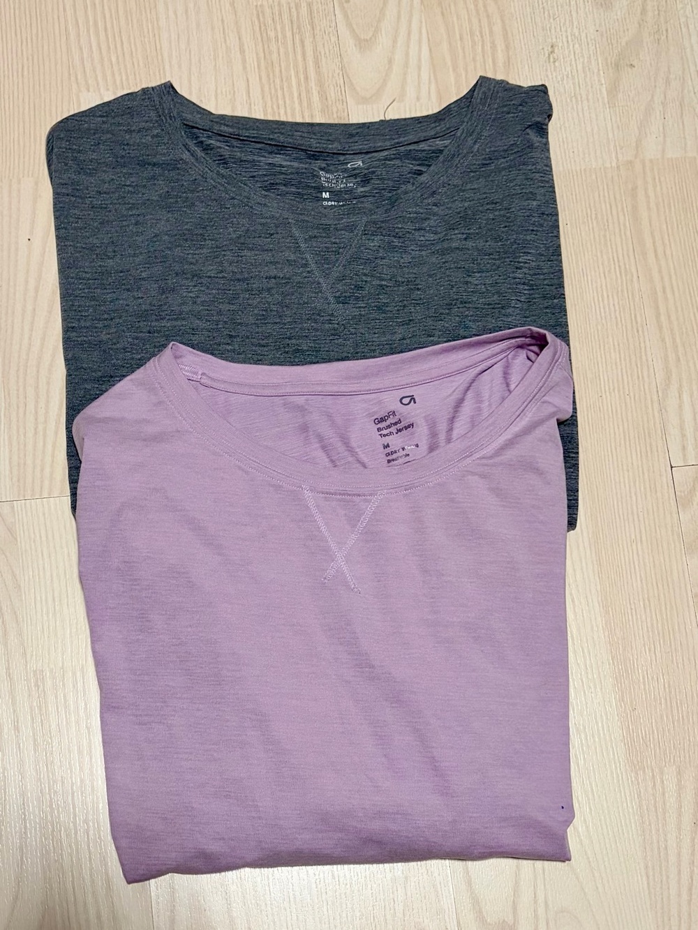 GAP Crew Neck Long Sleeve Tee Duo - Dark Heather Gray & Light Lavender